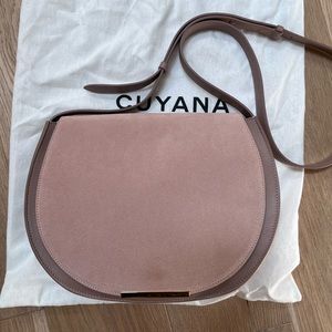 Cuyana Suede/Leather Large Saddle Bag Blush Pink